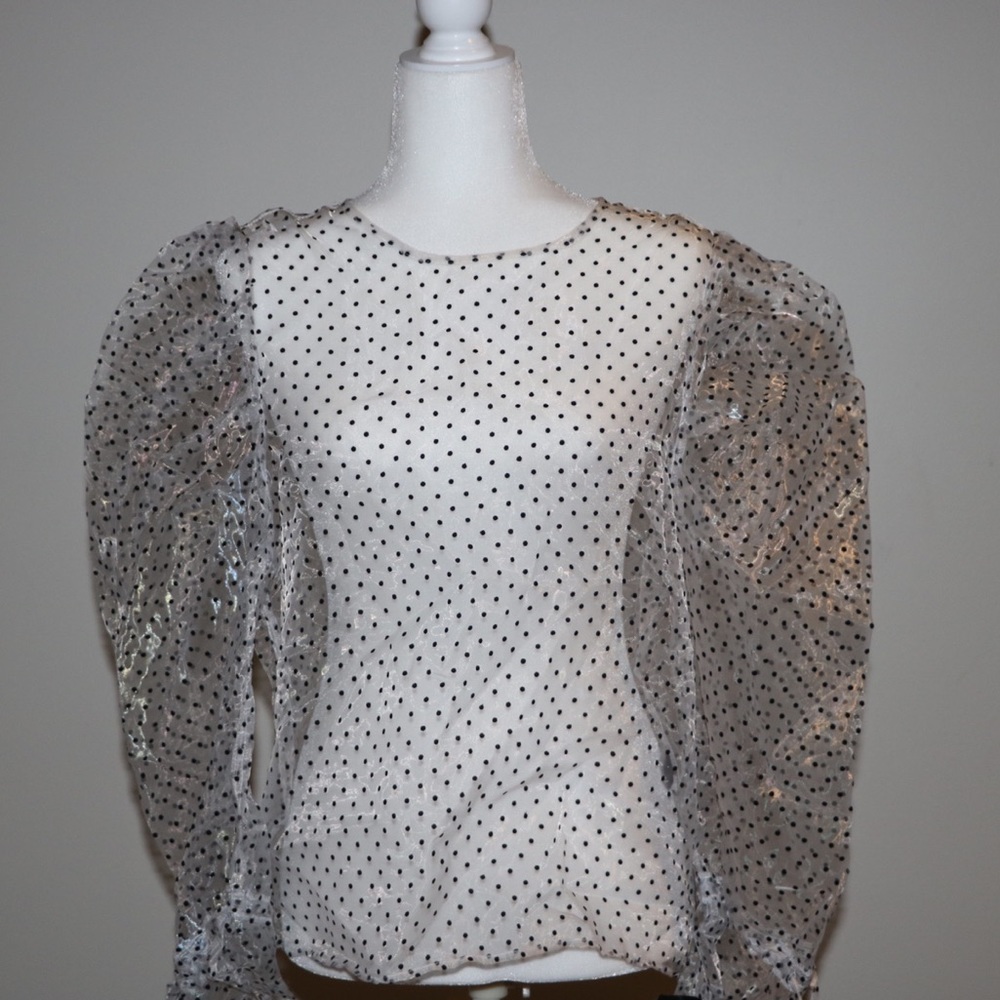 See through poca dot blouse